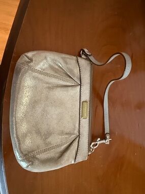 Coach Metallic Taupe Wristlet with Detachable Strap